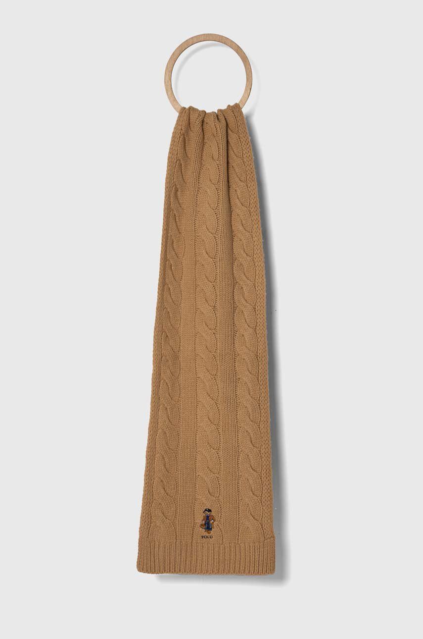 Vlnený šál Polo Ralph Lauren béžová farba, jednofarebný