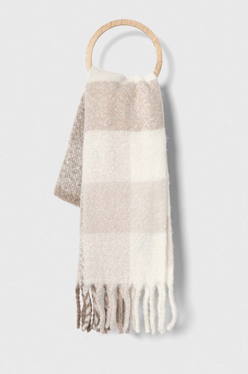 

Шал Hollister Co. дамски в кафяво с десен, Кафяв