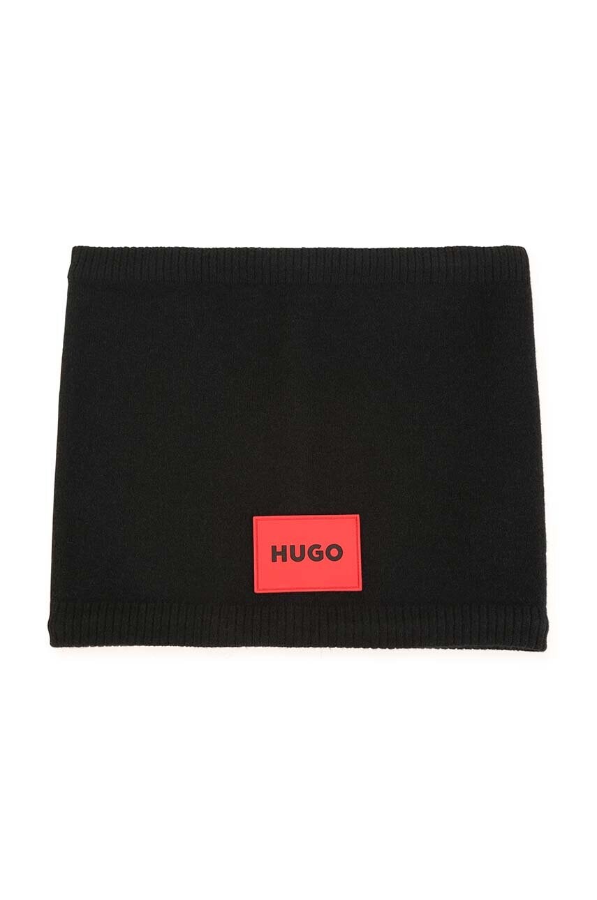 

Детски кръгъл шал HUGO в черно с апликация, Черен