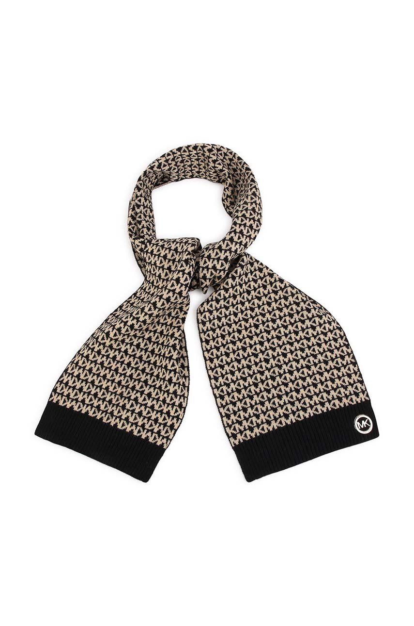 E-shop Dětský šátek z vlněné směsi Michael Kors černá barva, vzorovaný