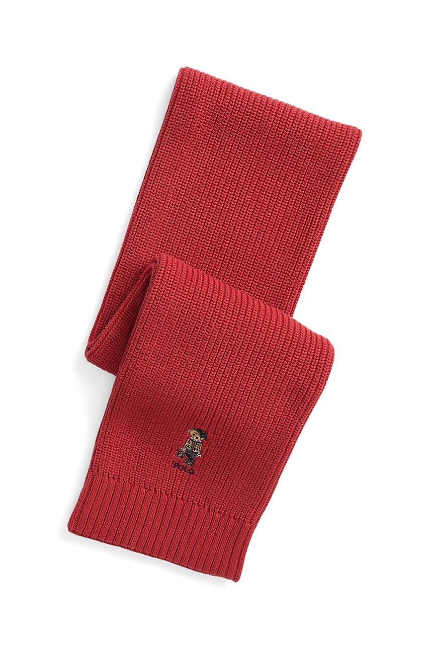 

Детский хлопковый шарф Polo Ralph Lauren цвет красный однотонный