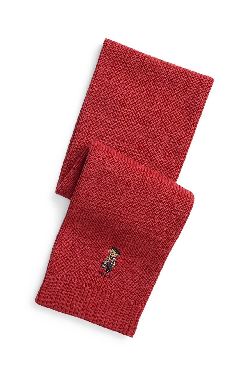 

Дитячий бавовняний шарф Polo Ralph Lauren колір червоний з аплікацією