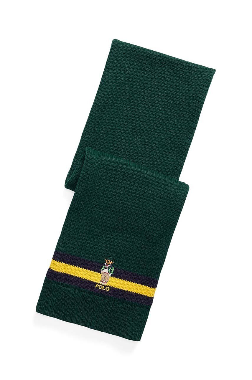 E-shop Dětský bavlněný šátek Polo Ralph Lauren zelená barva, s aplikací