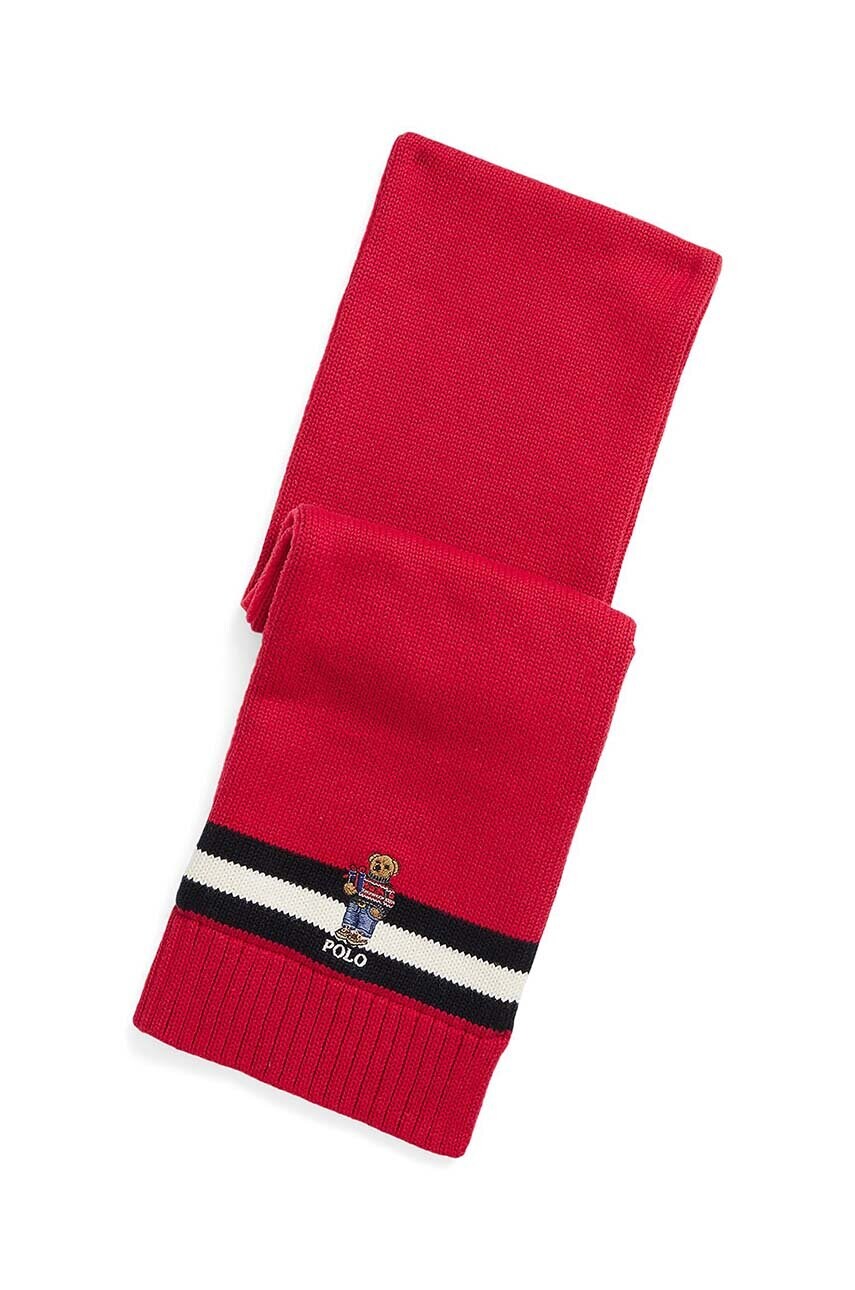 

Дитячий бавовняний шарф Polo Ralph Lauren колір червоний з аплікацією
