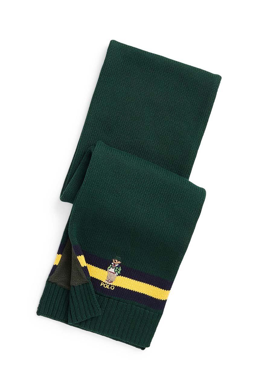 Dětský bavlněný šátek Polo Ralph Lauren zelená barva, s aplikací - zelená - 100 % Bavlna