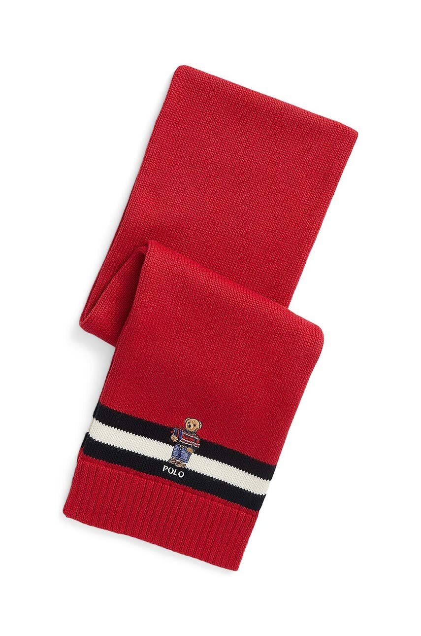 

Детский шарф Polo Ralph Lauren цвет красный с аппликацией