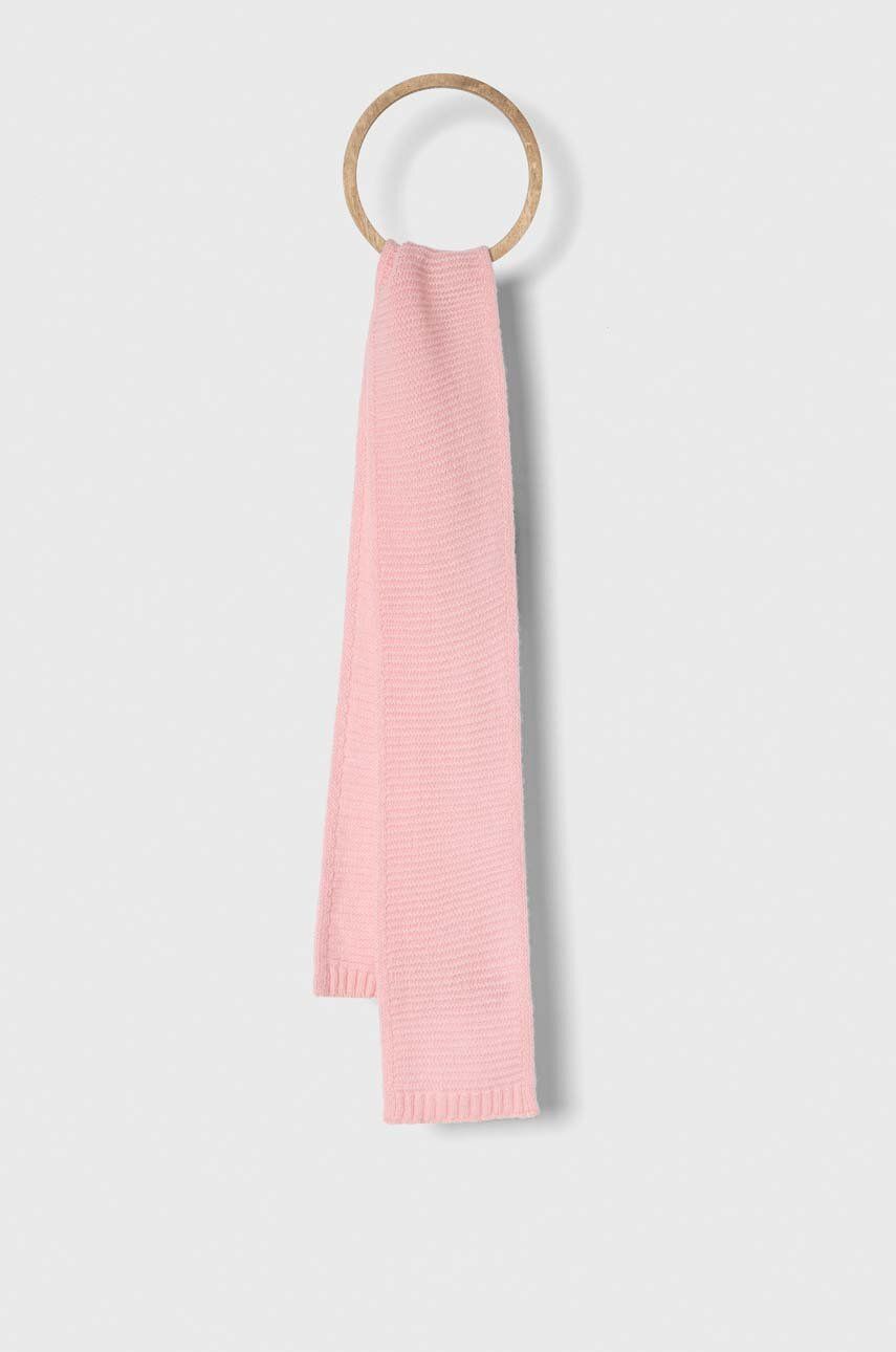United Colors of Benetton esarfa de lana pentru copii culoarea roz, neted