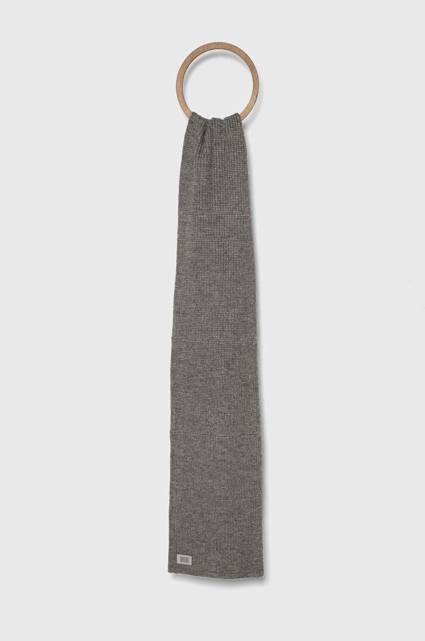 Šátek z vlněné směsi UGG šedá barva, melanžový - šedá - 35 % Akryl