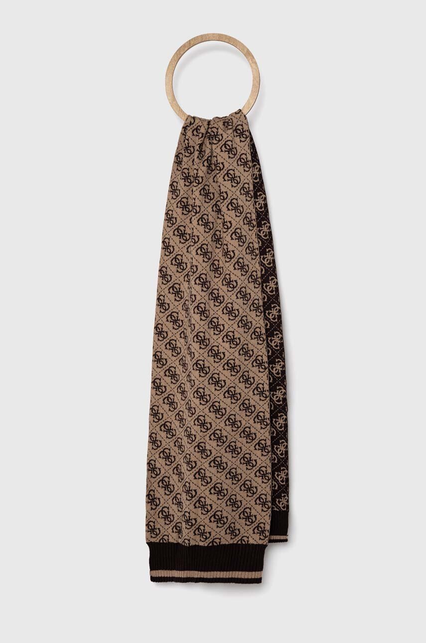 

Шал Guess мъжки в бежово с десен, Бежов