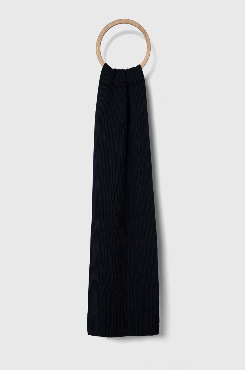 Šátek s příměsí kašmíru Calvin Klein tmavomodrá barva, hladký - námořnická modř - 95 % Bavlna