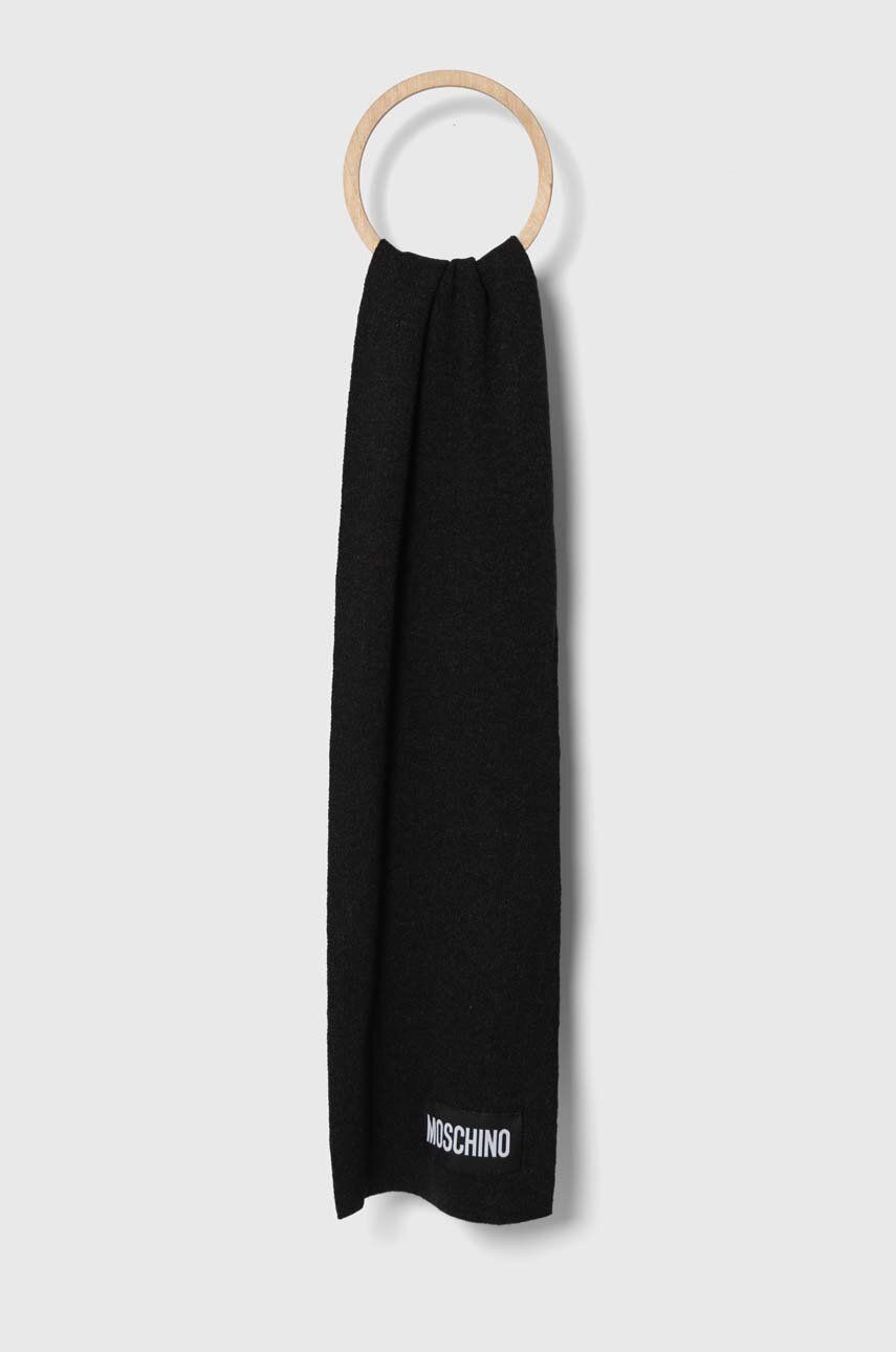 Kašmírový šátek Moschino černá barva, melanžový - černá -  50 % Kašmír