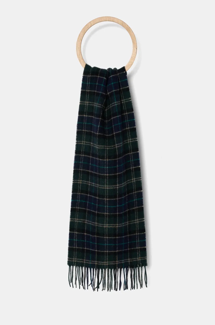 

Вълнен шал Barbour в зелено с десен, Зелен