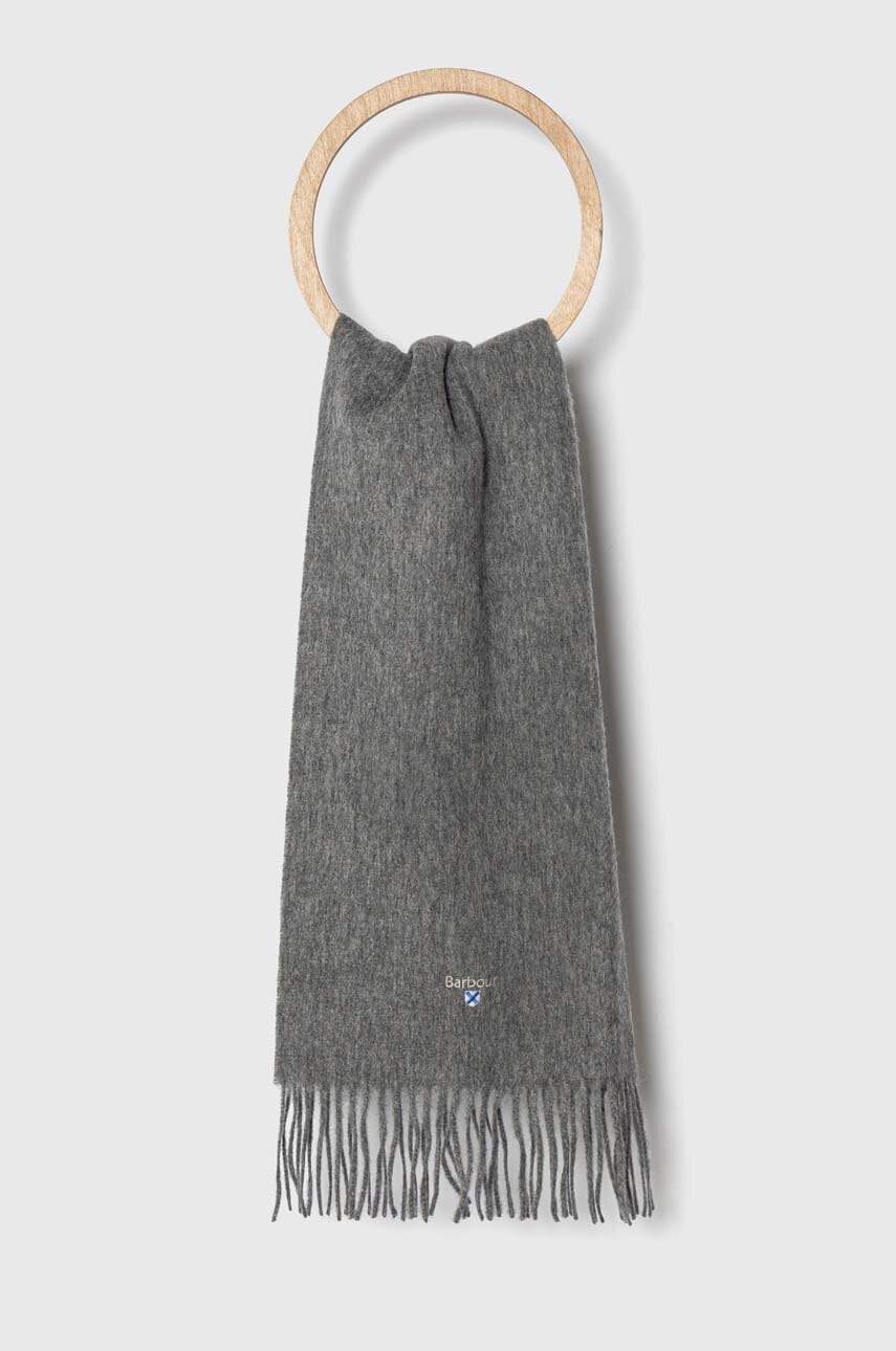 Barbour esarfa de lana culoarea gri, neted