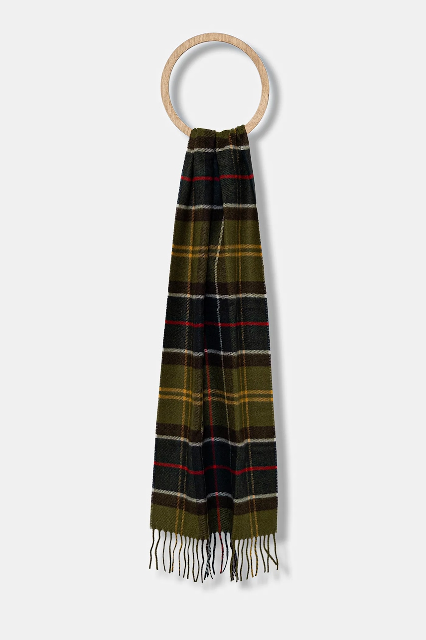 Barbour esarfa din amestec de lana culoarea verde, modelator