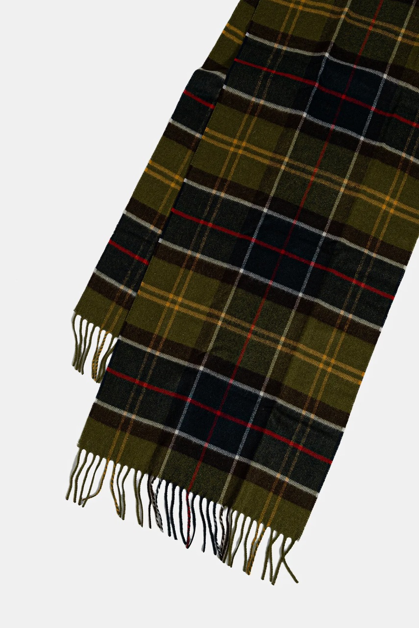 Шарф с примесью шерсти Barbour цвет зелёный узор