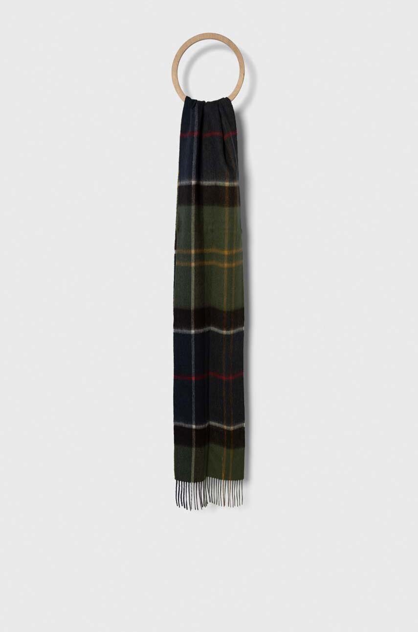 

Вълнен шал Barbour в зелено с десен, Зелен