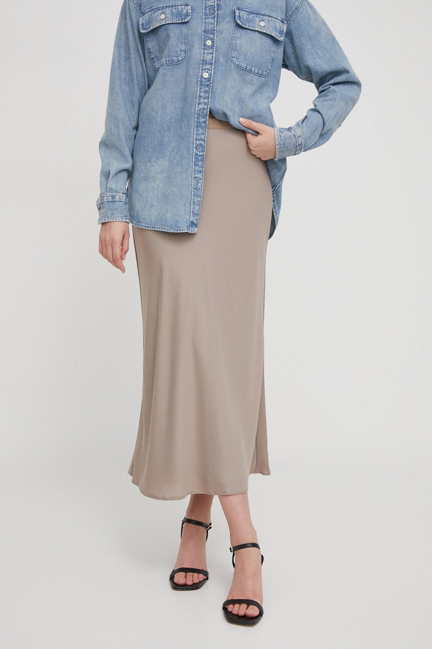 

Пола Calvin Klein в сиво среднодълга разкроена K20K203514, Бежов