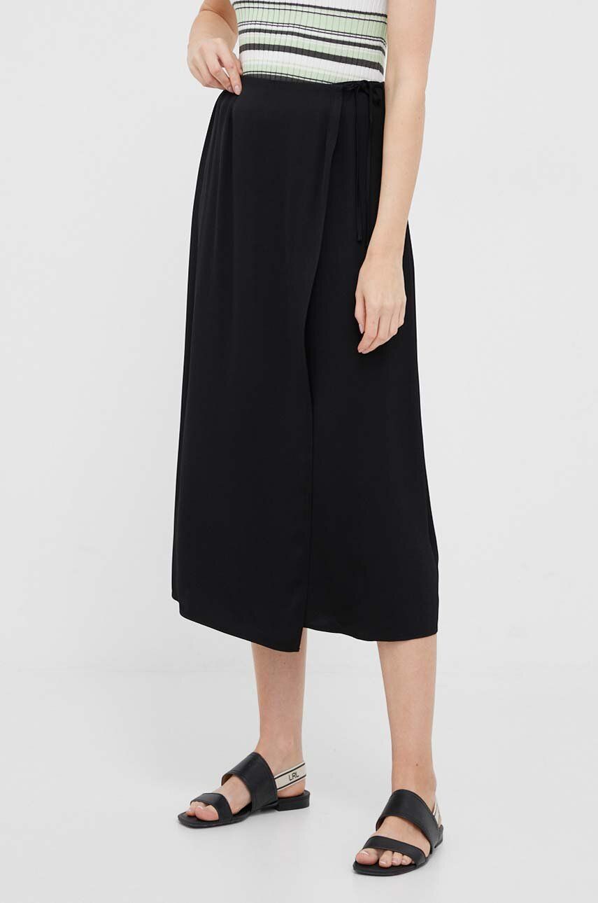Sukně Calvin Klein černá barva, midi - černá -  100 % Viskóza