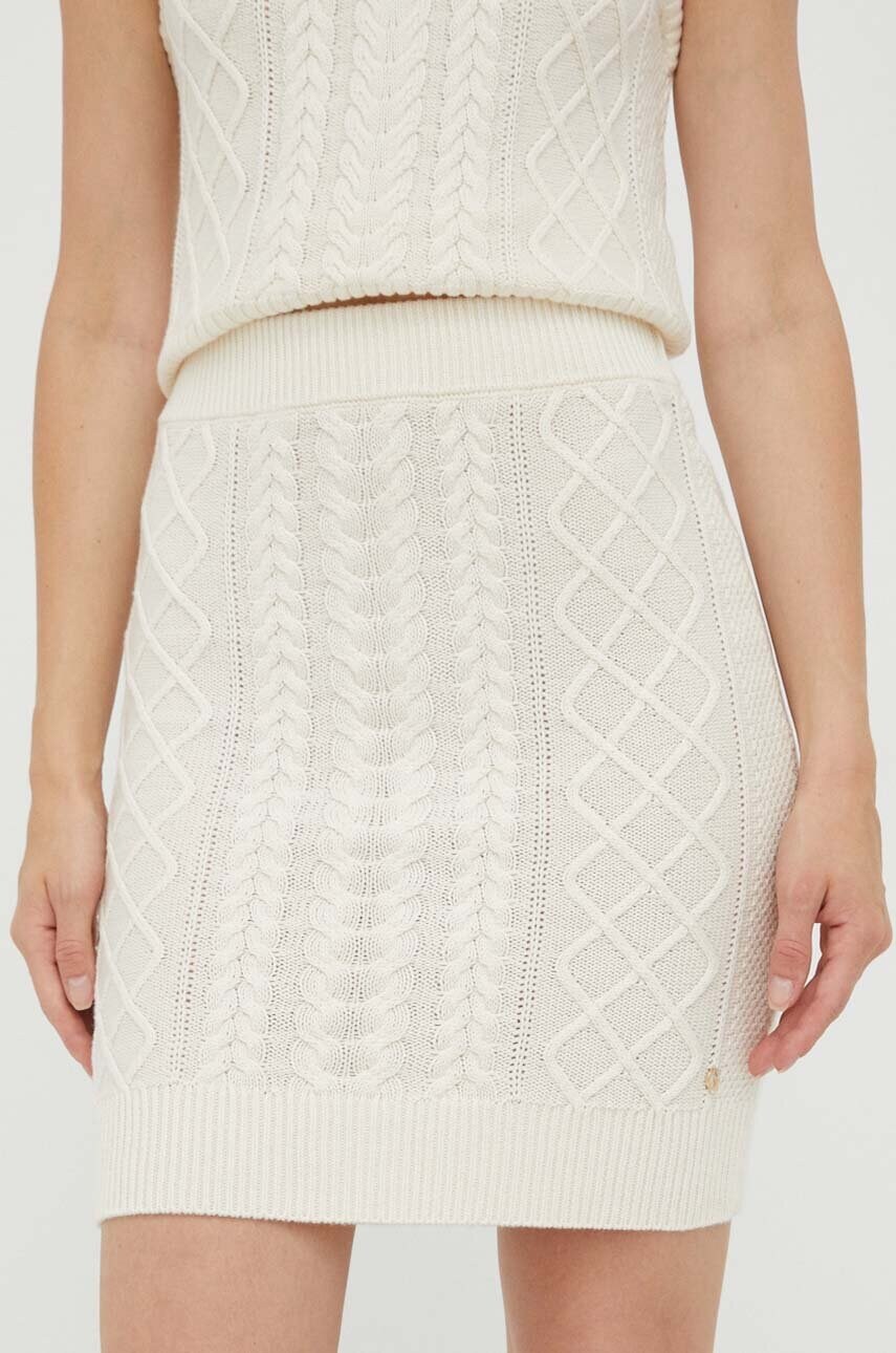 

Юбка с примесью шерсти Guess цвет бежевый mini прямая