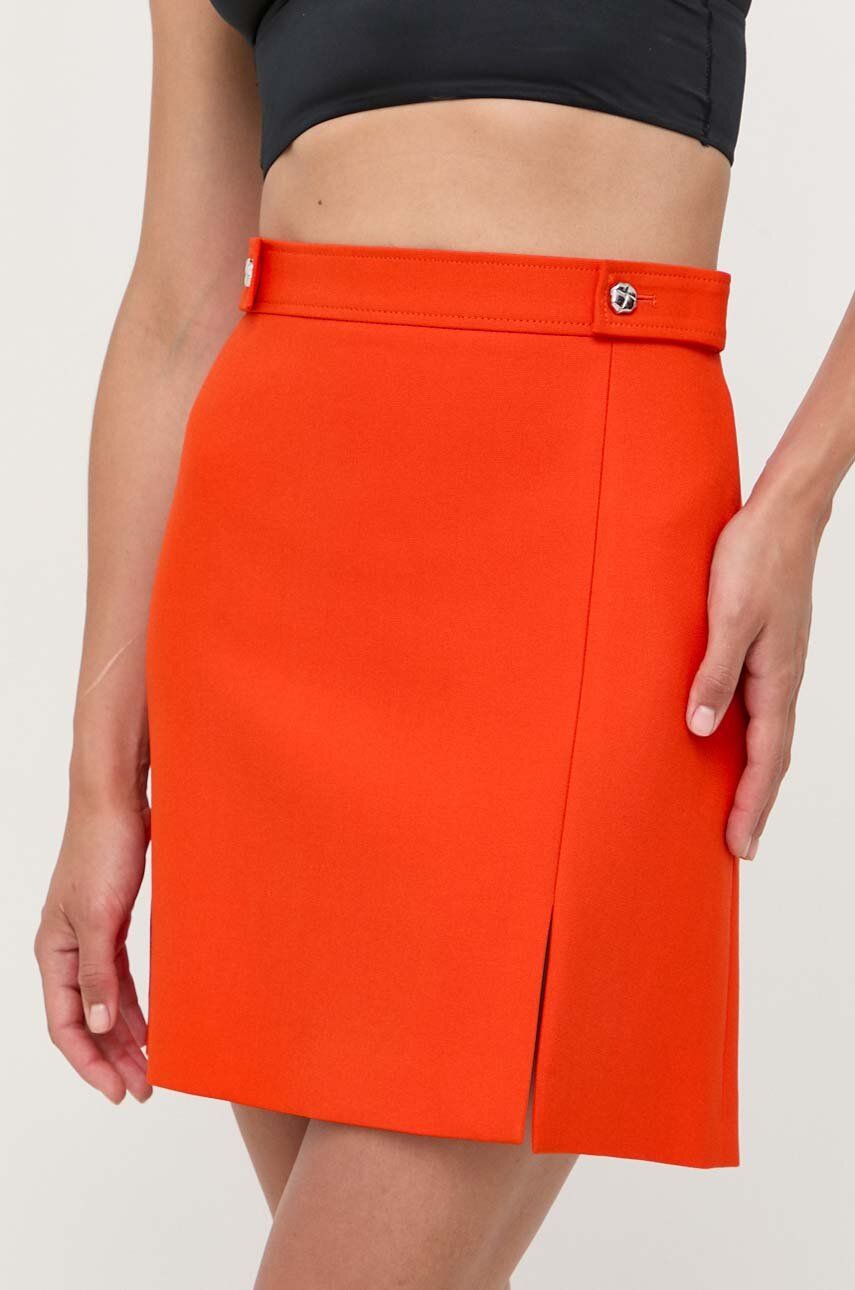 Sukně BOSS oranžová barva, mini - oranžová -  67 % Viskóza