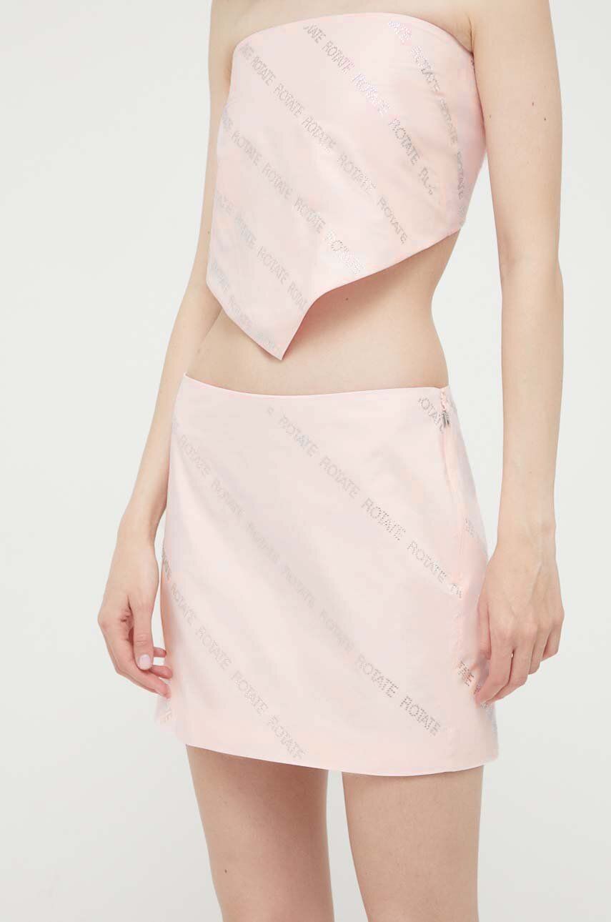 Bavlněná sukně Rotate růžová barva, mini - růžová -  Hlavní materiál: 100 % Organická bavlna