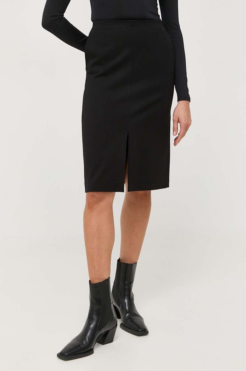 Sukně Karl Lagerfeld černá barva, midi - černá -  Hlavní materiál: 60 % Viskóza