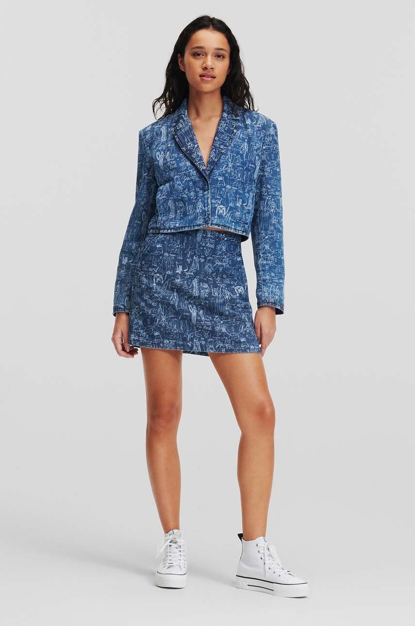Džínová sukně Karl Lagerfeld mini - modrá -  Hlavní materiál: 100 % Bavlna Podšívka: 65 % 