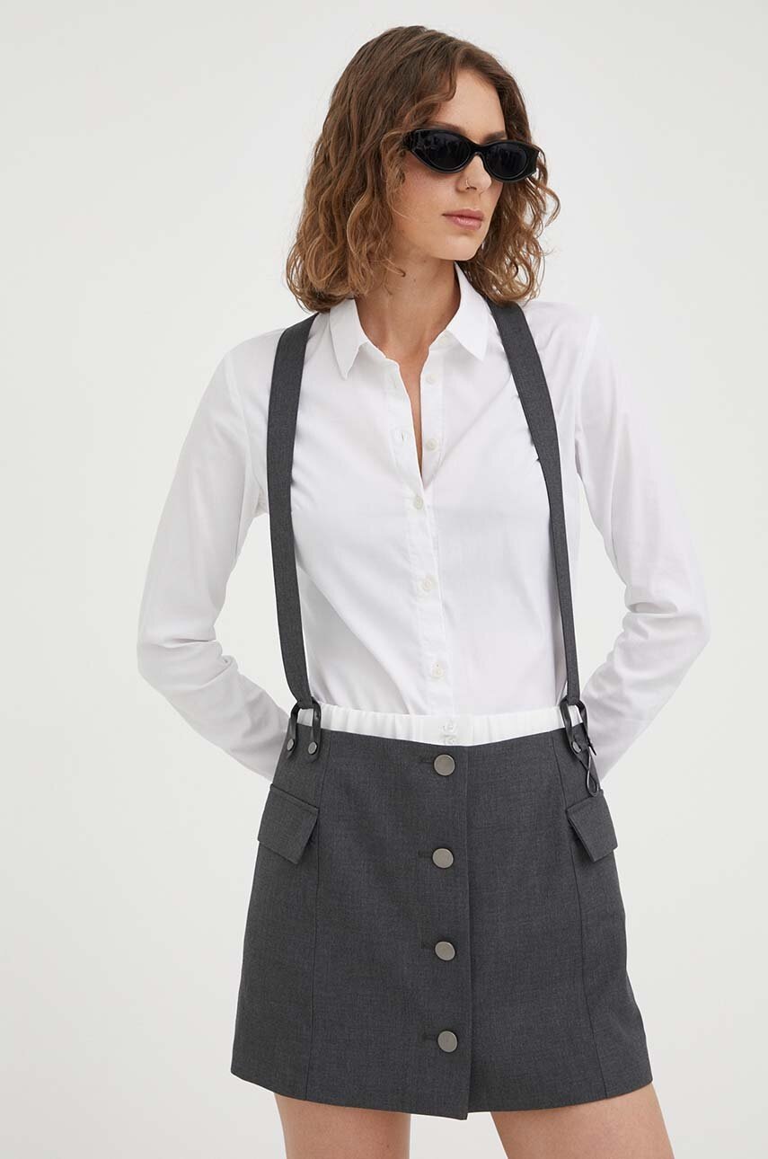 Φούστα από μείγμα μαλλιού Remain χρώμα: γκρι φωτογραφία