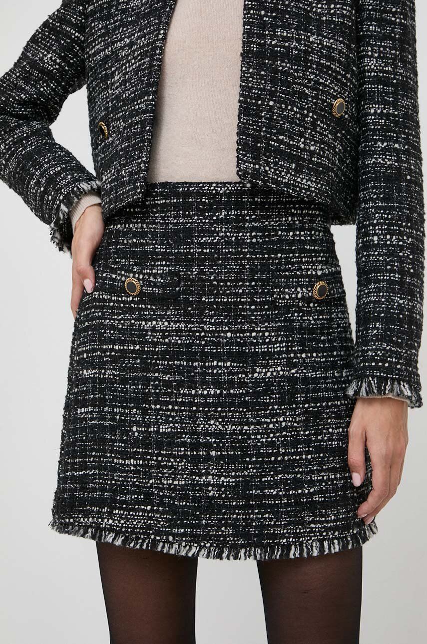 Marella fusta din amestec de lana culoarea negru, mini, drept