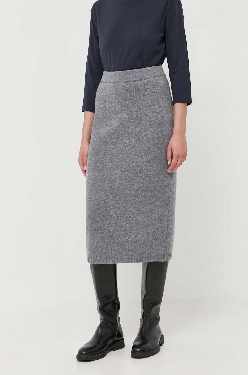 

Вовняна спідниця Weekend Max Mara колір сірий midi олівець