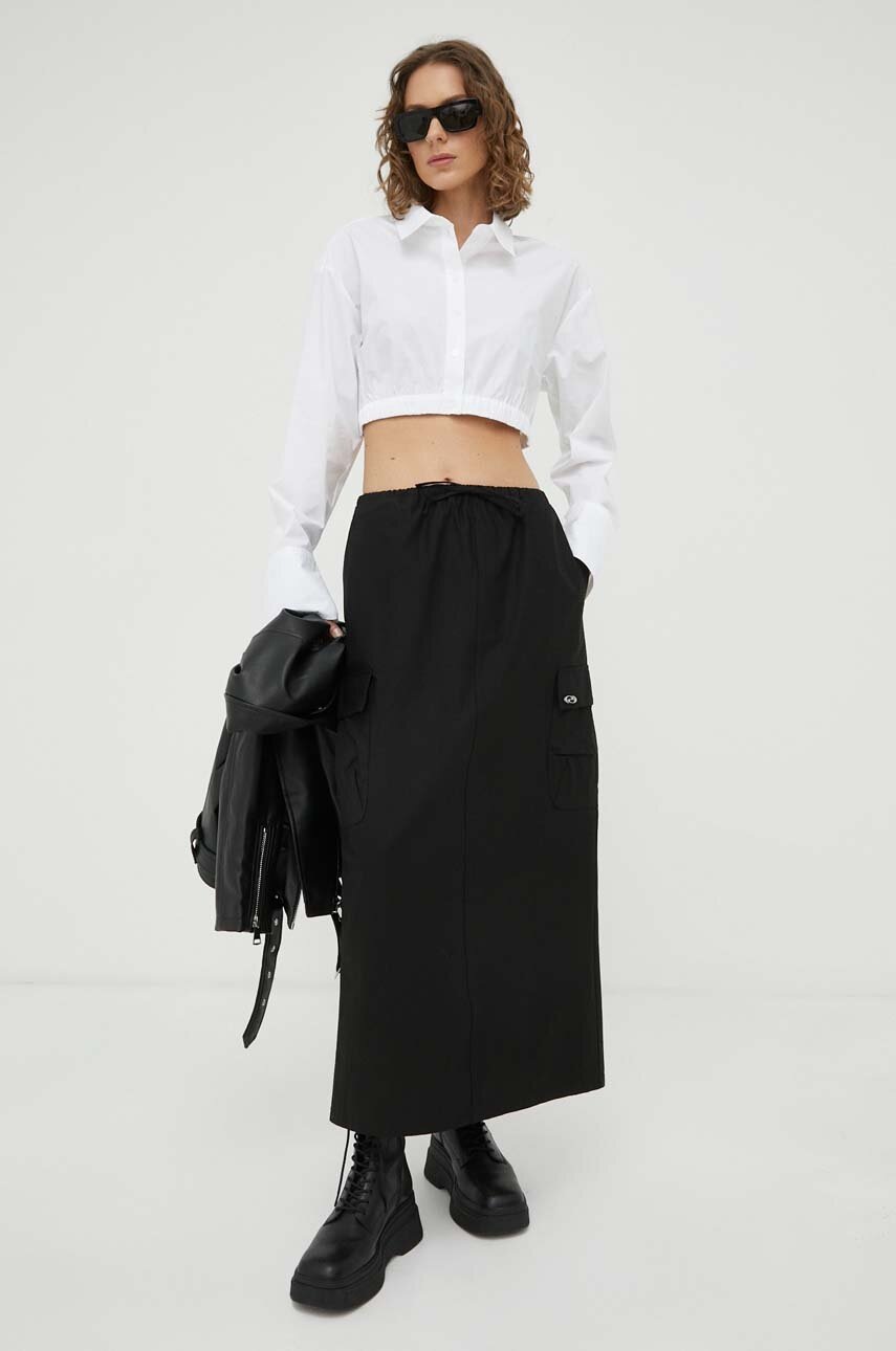 Résumé fusta culoarea negru, midi, drept