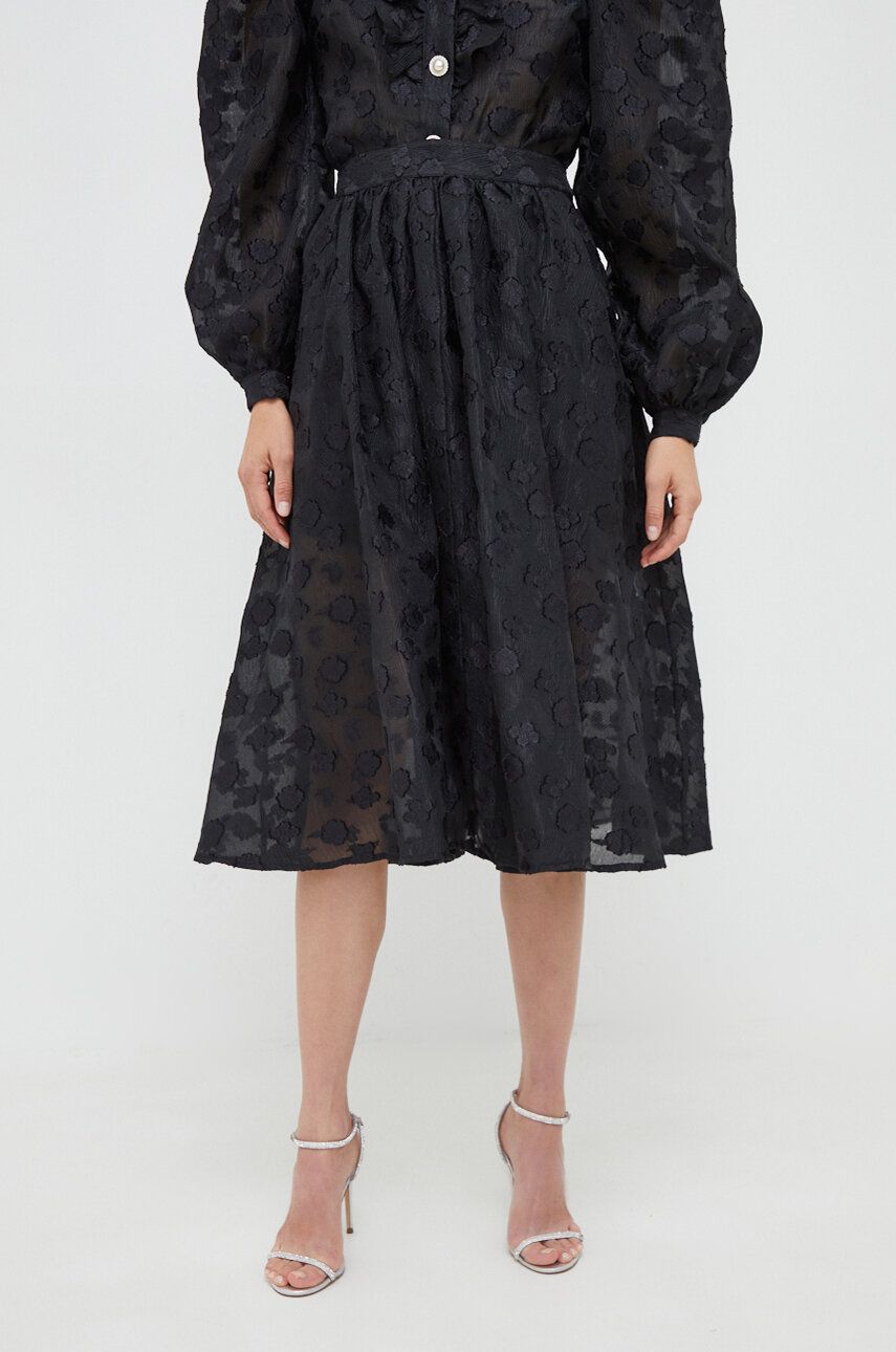 Sukně Custommade černá barva, midi, áčková - černá - Hlavní materiál: 91 % Polyester