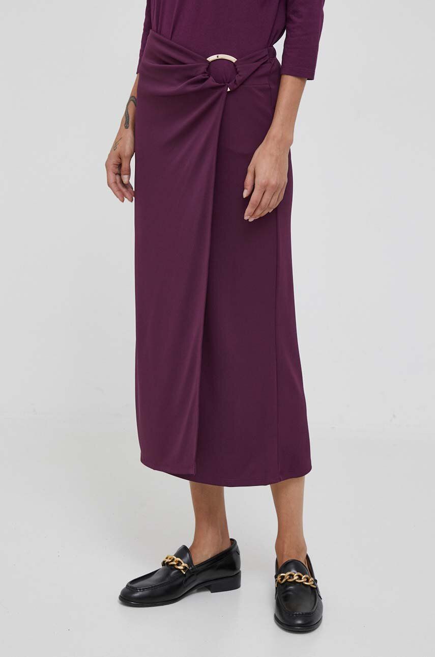 Sukně Sisley fialová barva, midi - fialová - 95 % Polyester
