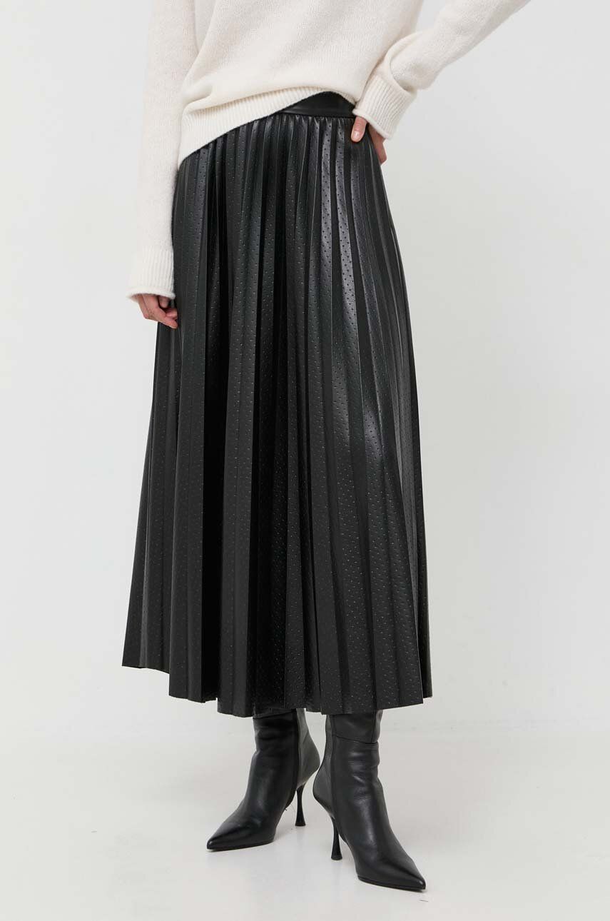 Sukně BOSS černá barva, maxi, áčková - černá - 100 % Polyester
