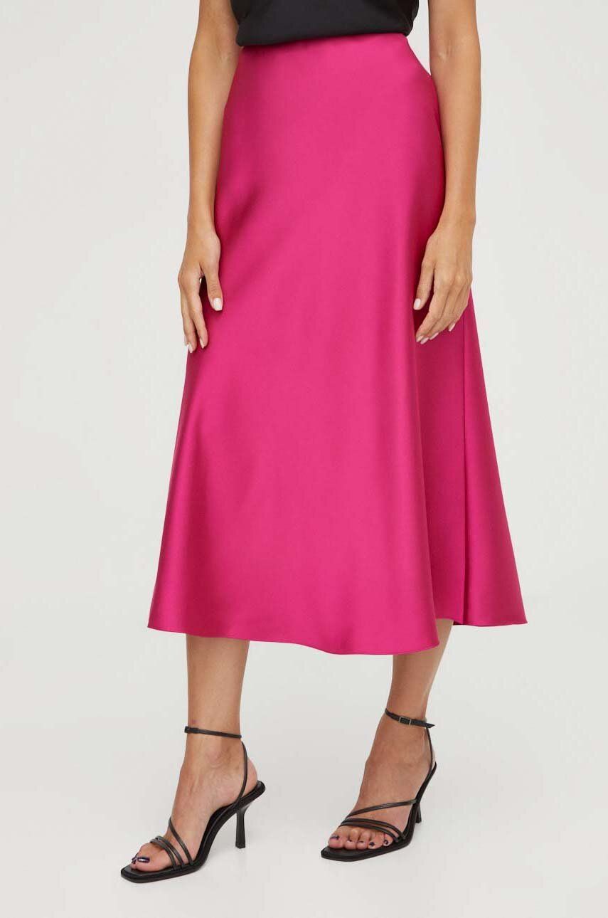 Sukně BOSS růžová barva, maxi, áčková - růžová - Hlavní materiál: 100 % Recyklovaný polyester P