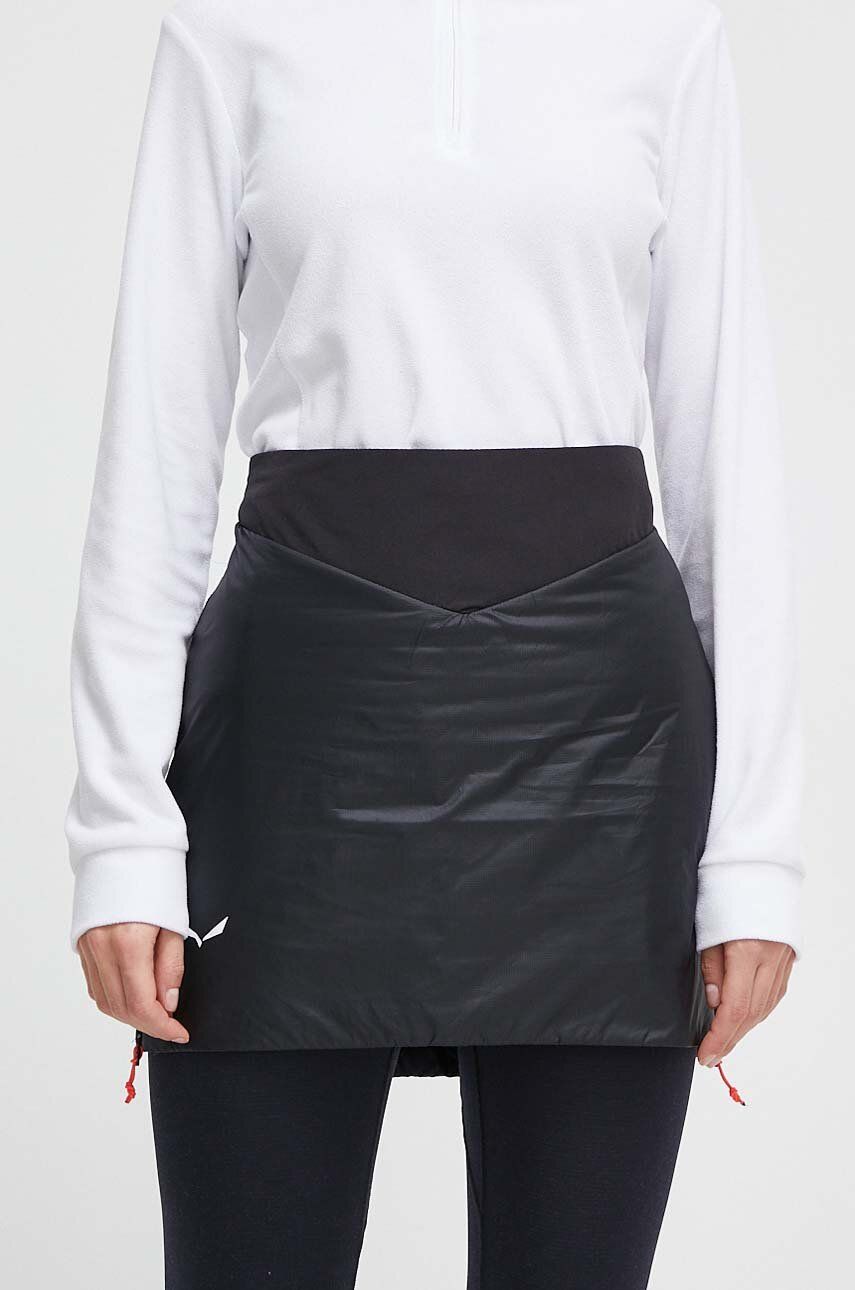 Sportovní sukně Salewa Sella TirolWool černá barva, mini