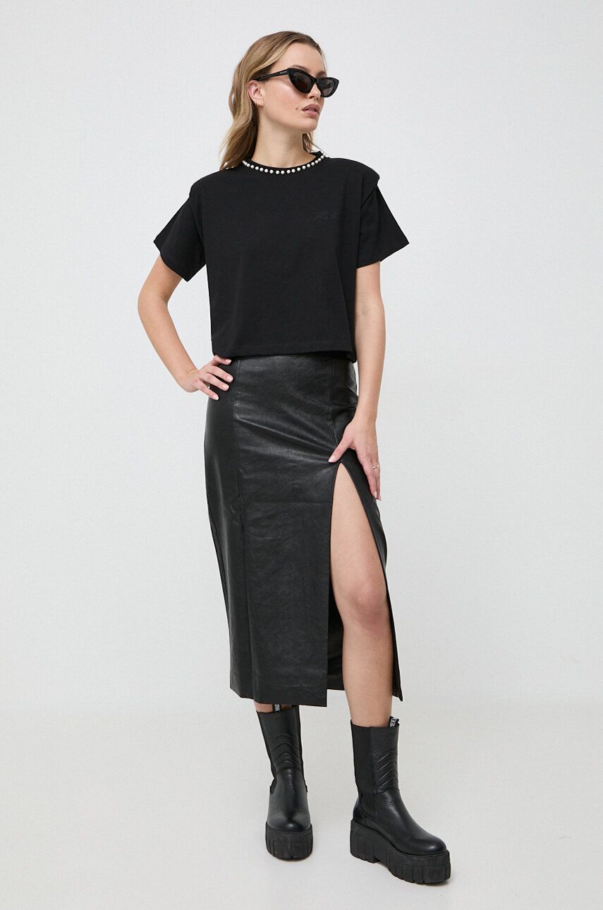 Sukně Bardot černá barva, midi - černá - Hlavní materiál: 55 % Polyester