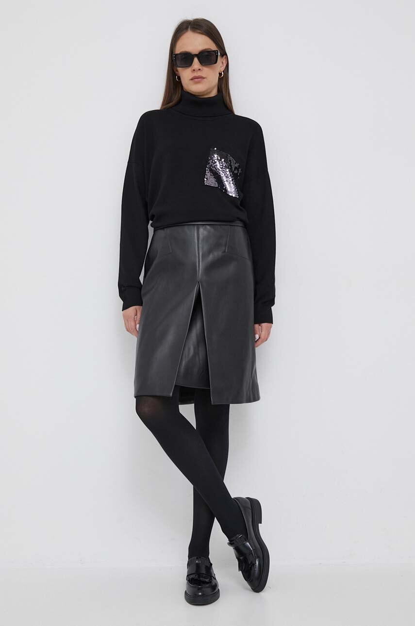 

Спідниця Dkny колір чорний mini розкльошена