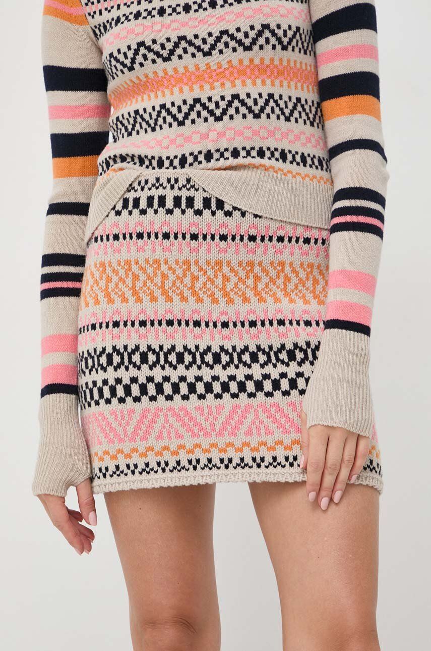 E-shop Sukně s příměsí vlny MAX&Co. béžová barva, mini, áčková
