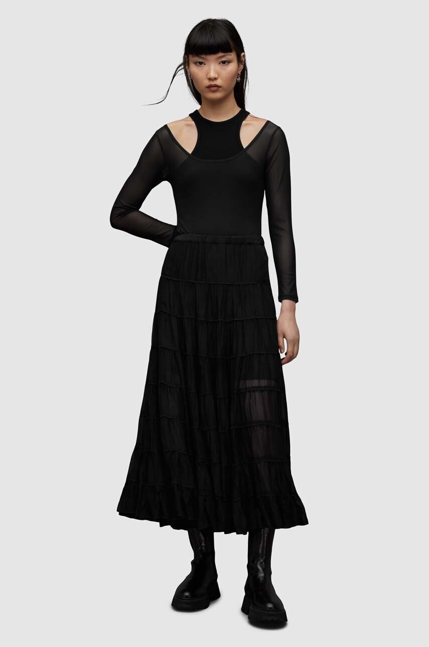 

Юбка AllSaints EVA SKIRT цвет чёрный maxi расклешённая