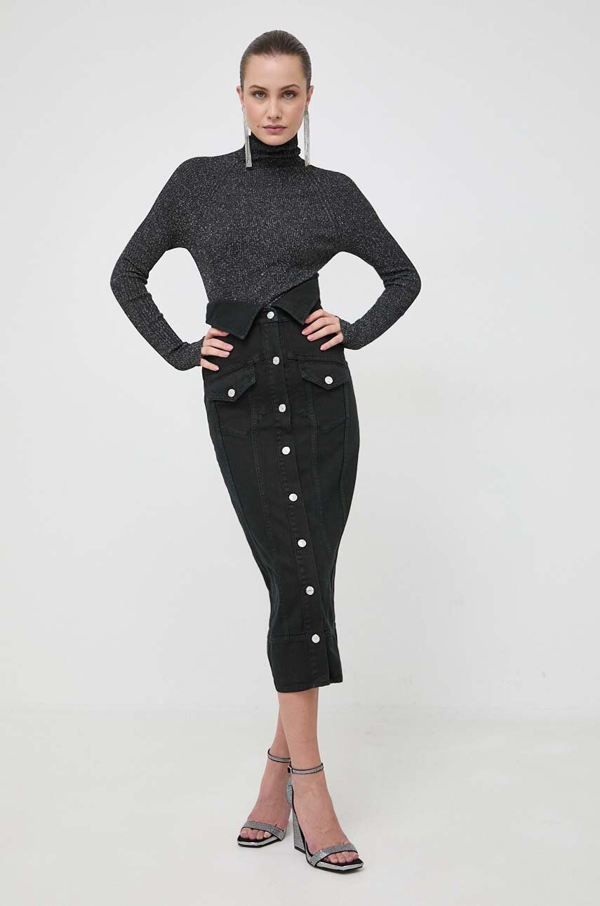 Džínová sukně Moschino Jeans černá barva, maxi, pouzdrová - černá - 100 % Bavlna