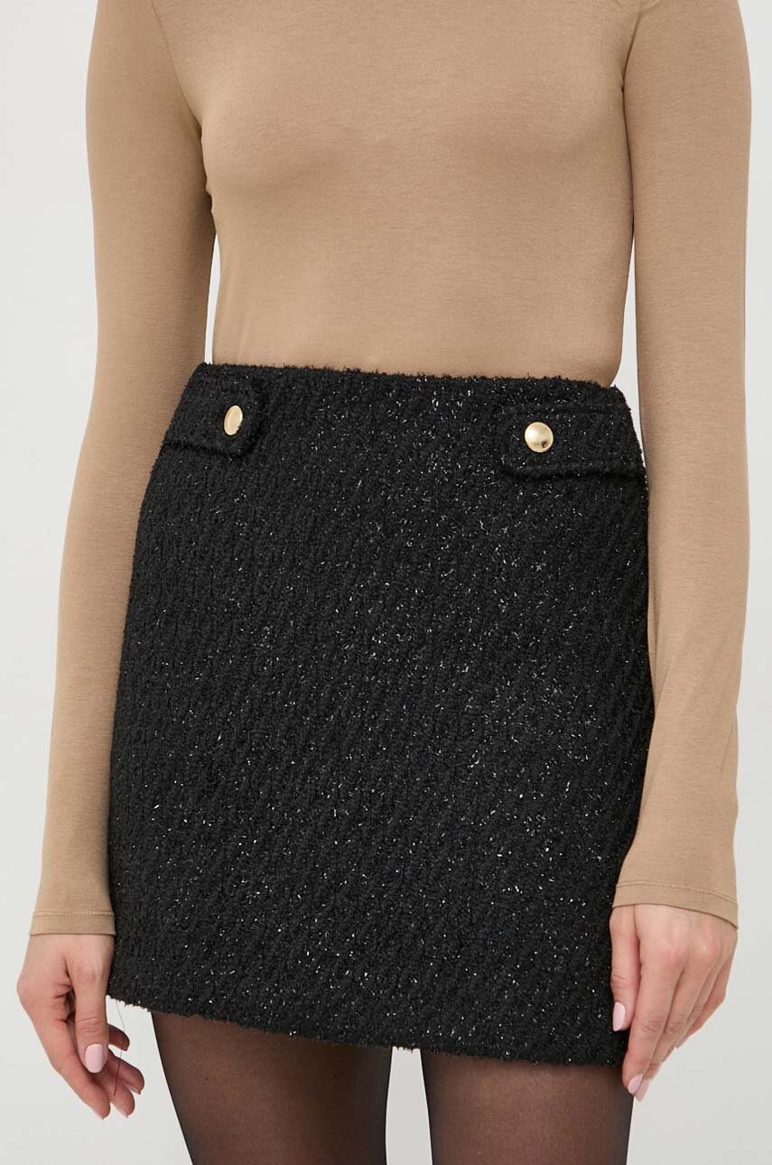 Michael Michael Kors Fusta Din Amestec De Lana Culoarea Negru, Mini, Drept