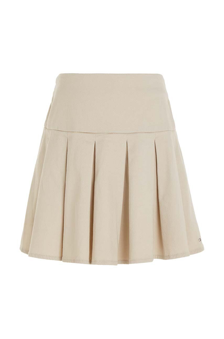 Dětská sukně Tommy Hilfiger béžová barva, mini, áčková - béžová -  70 % Bavlna