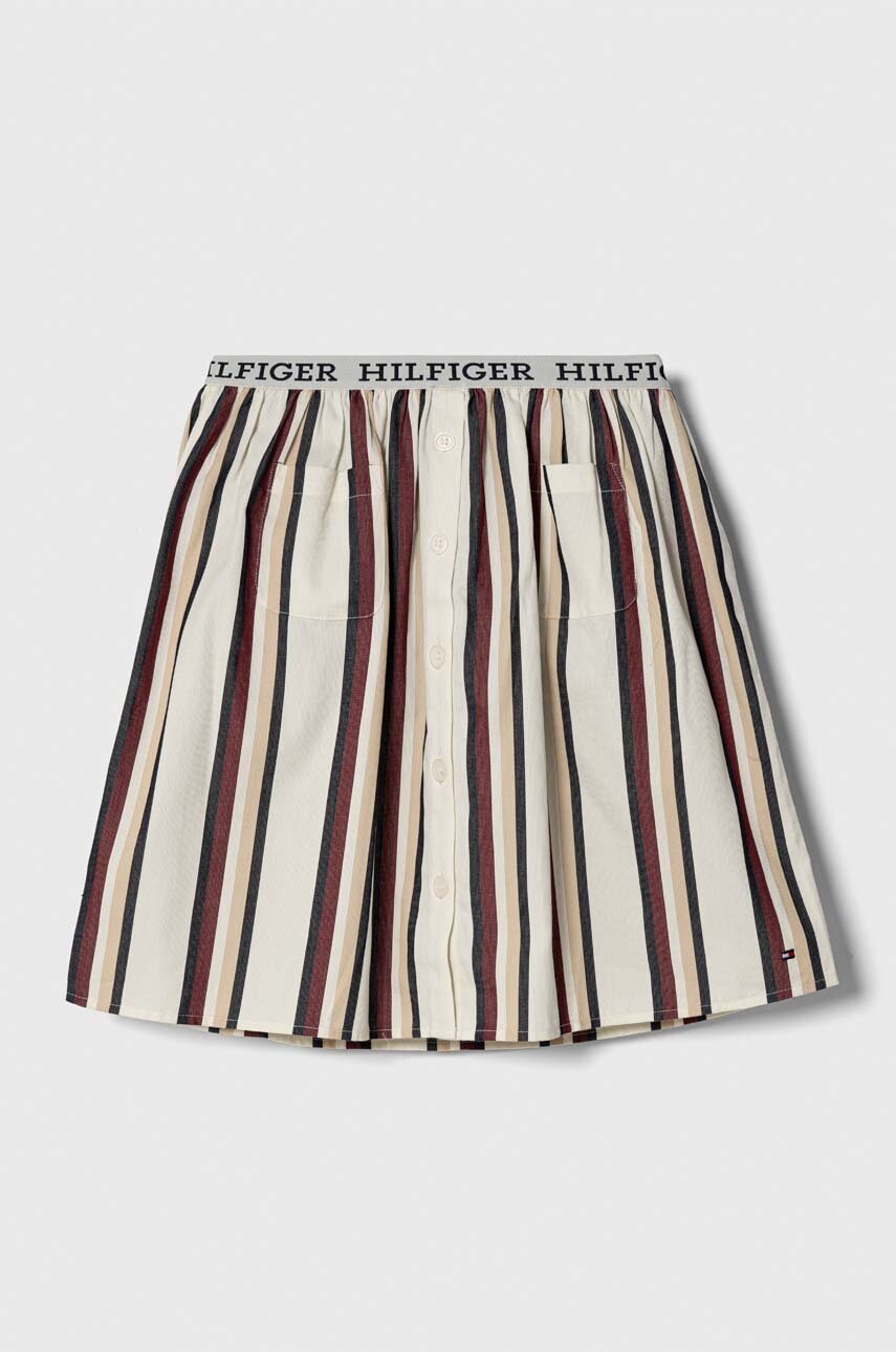 

Детская хлопковая юбка Tommy Hilfiger цвет белый midi расклешённая