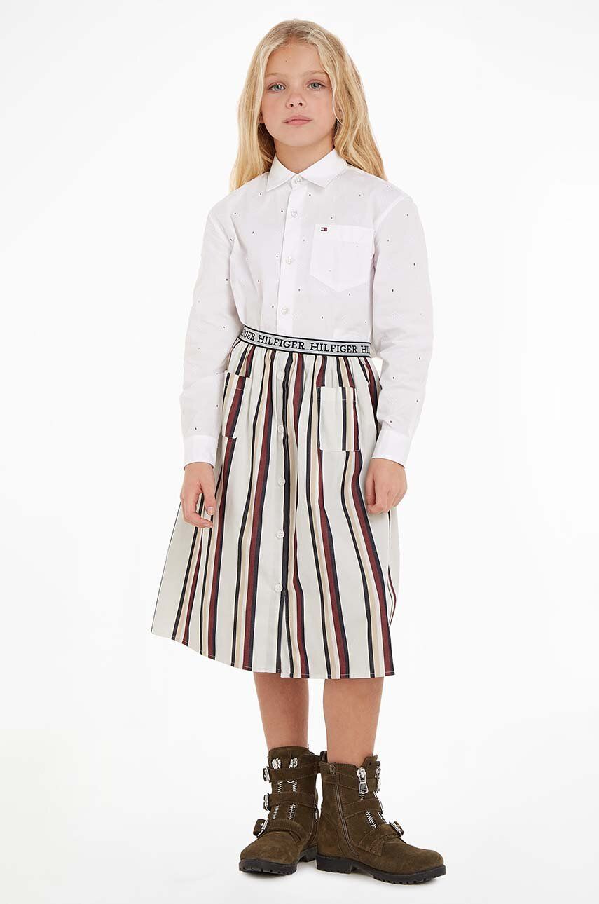E-shop Dětská bavlněná sukně Tommy Hilfiger bílá barva, mini