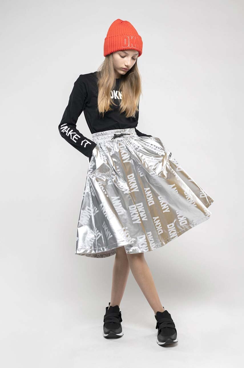 

Дитяча спідниця Dkny колір сірий midi розкльошена