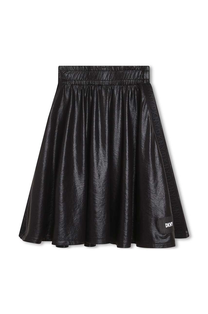 E-shop Dětská sukně Dkny černá barva, midi, áčková