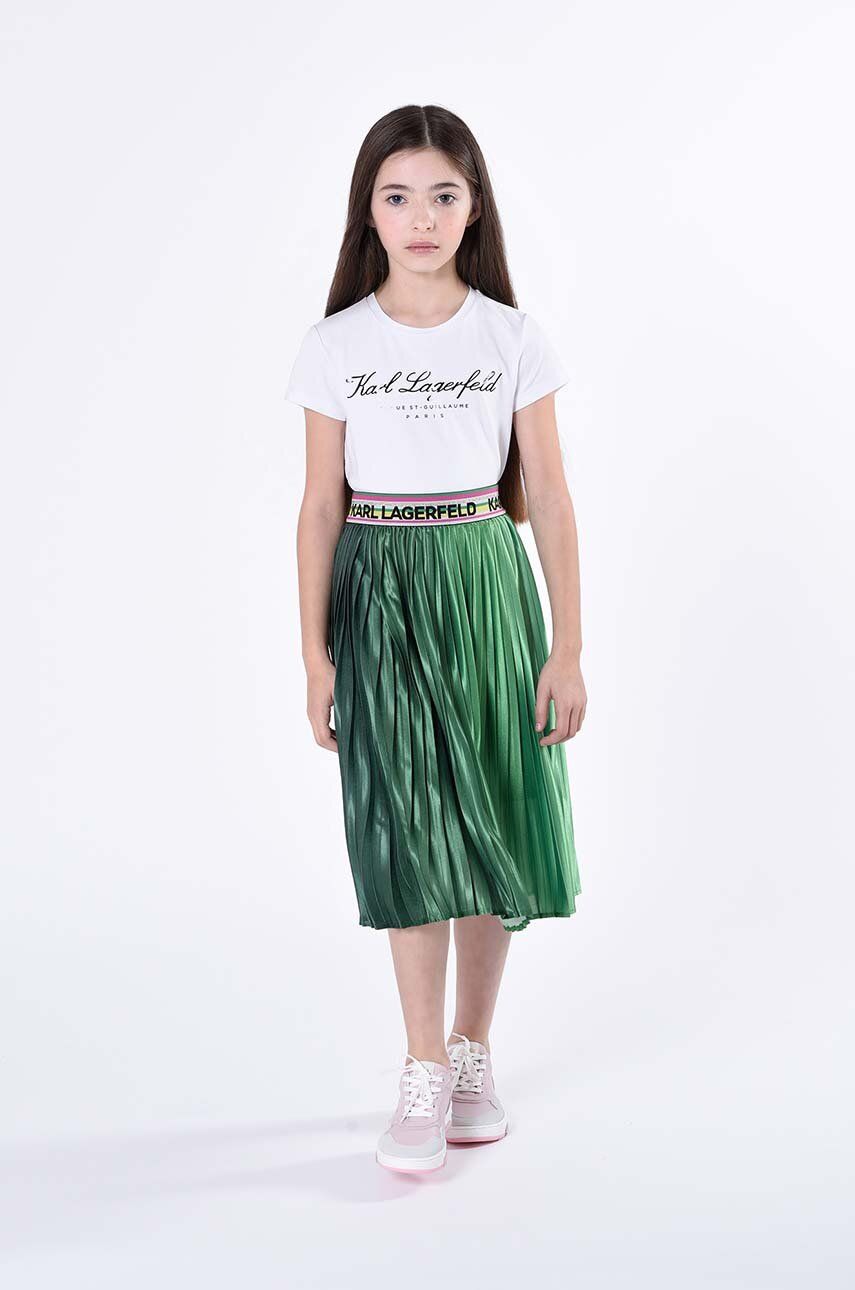 Karl Lagerfeld fusta fete culoarea verde, midi, evazati