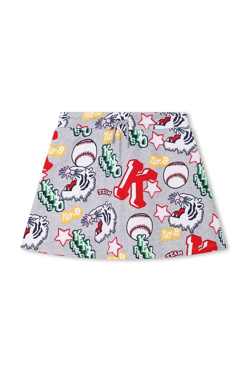 Kenzo Kids fusta din bumbac pentru copii culoarea gri, mini, drept