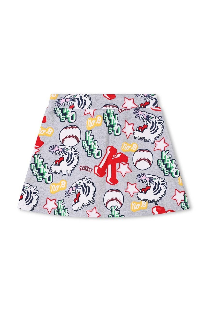 Детская хлопковая юбка Kenzo Kids цвет серый mini прямая в Черкассах Детская хлопковая юбка Kenzo Kids цвет серый mini прямая в Черкассах
